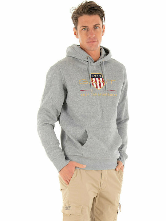 Gant Men's Sweatshirt with Hood and Pockets Gray