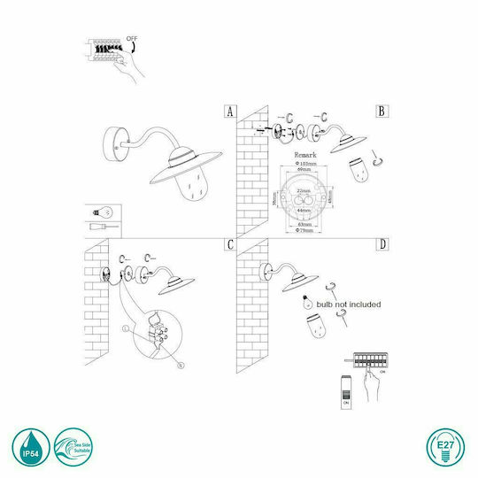 Nordlux Luxembourg Wall-Mounted Outdoor Hat Light E27 IP54 42x11εκ.