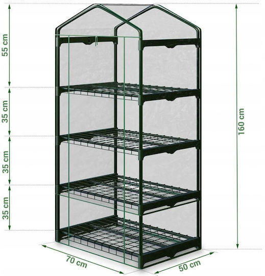 Plonos 4923 Greenhouse House Type with Metal Frame and Shelves 0.7x0.5x1.6m