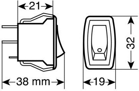 Lampa Rocker Διακόπτης On/Off Αυτοκινήτου με Πράσινο Led 24V Universal Μαύρο