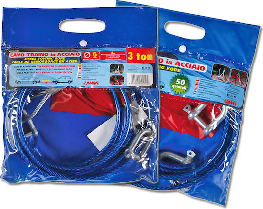 Lampa Car Towing Equipment Steel Wire Rope with Towing Capacity up to 3 Tons 3.5m in Blue Color
