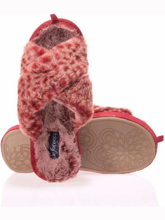 De Fonseca Matera Women's Slipper with Fur In Burgundy Colour