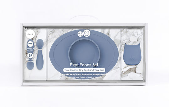 Ezpz Feeding Set Tiny made of Silicone Blue 3pcs