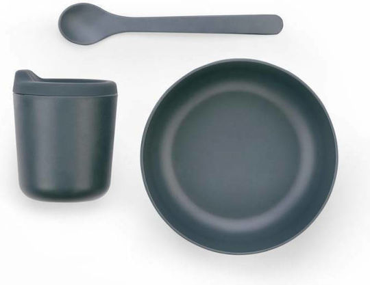 Ekobo Σετ Φαγητού Yummy Mini από Bamboo με Αντιολισθητική Βάση Γκρι 3τμχ για 4+ μηνών