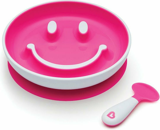 Munchkin Feeding Set made of Plastic with Non-Slip Base Pink 2pcs for 9+ months
