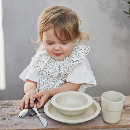 Elodie Details Feeding Set Yummy Mini made of Bamboo with Non-Slip Base White 3pcs