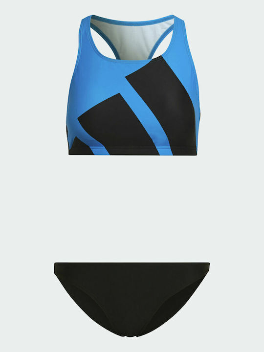 Big Logo Graphic Sport Bikini Set Sports Bra with Removable Padding Blue Rush