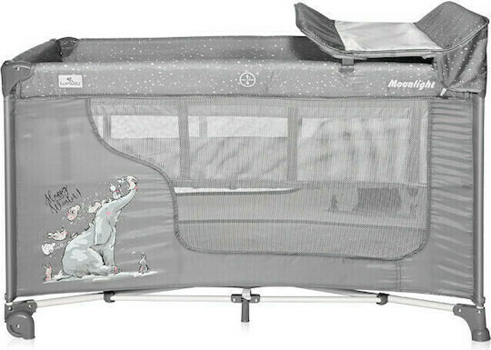 Lorelli Moonlight Rocker Playpen 2 Levels with Changing Table & Mattress Grey Fun 126x70cm