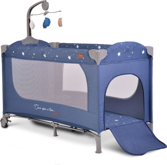 Cangaroo Once Upon A Time Παρκοκρέβατο 2 Επιπέδων με Στρώμα Jeans 125x62cm