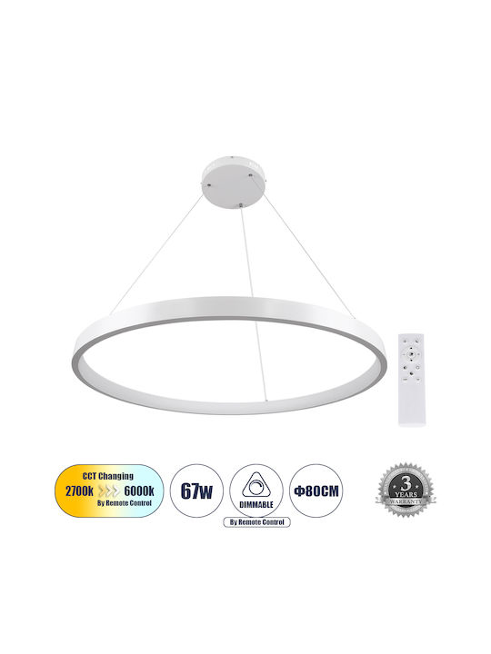 GloboStar Nemesis Κρεμαστό Φωτιστικό Λευκό LED 86x86εκ.