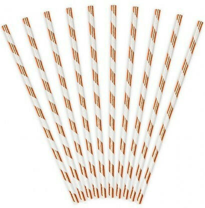 PartyDeco Paper Straws Light Rose Gold Calamakia Chartina 10 Pieces