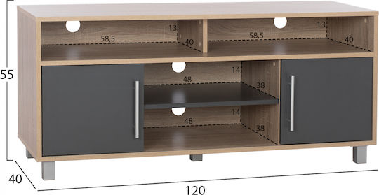Έπιπλο Τηλεόρασης Danna Sonoma - Γκρι Μ120xΠ40xΥ55cm