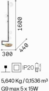 Ideal Lux Birds Vintage Floor Lamp H160xW30cm. with Socket for Bulb G9 Black