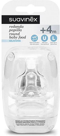 Suavinex Silicone Baby Bottle Teats Food Flow for 4+ months 2pcs