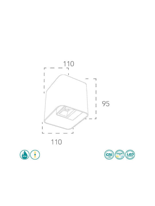 Fan Europe Biome Wandmontierte Außen-Deckenleuchte LED IP54 7W mit Natürliches Weiß Licht Doppelstrahl 11x11x9.5εκ.