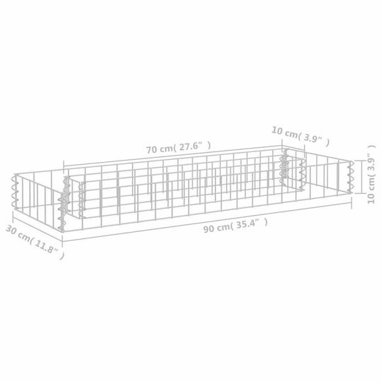 vidaXL Garden Fencing Material Pot with raised 90x30x10cm 1pcs Silver
