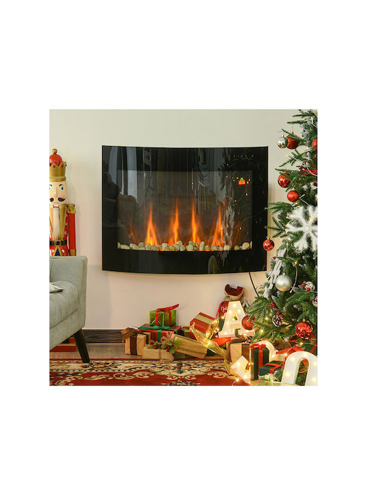 HomCom Wandmontiert Elektrischer Kamin 1800W 65x52cm Schwarz