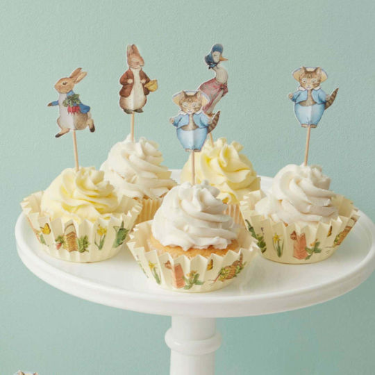 Meri Meri Комплект За Къпкейкове Peter Rabbit Декорация На Сладкиши За Парти 24 Бройки