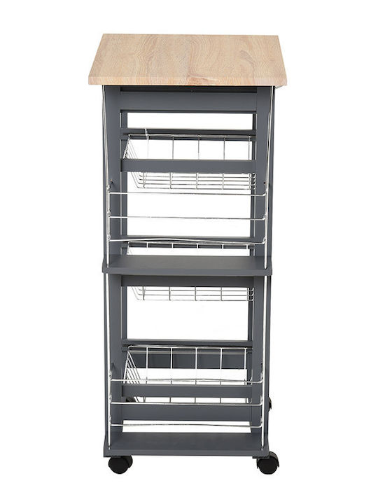 HomCom Wooden Kitchen Trolley 6 Tiers Gray 47x37x83cm