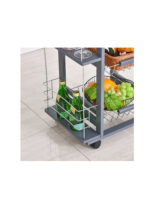 HomCom Wooden Kitchen Trolley 6 Tiers Gray 47x37x83cm