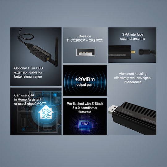 Sonoff ZBDongle-P Умен Шлюз Wi-Fi / Zigbee Съвместим с Google Home & Alexa