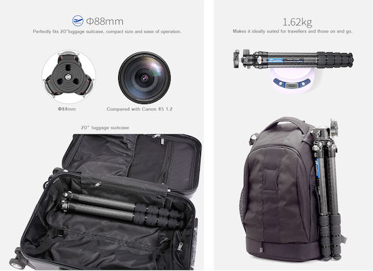 Leofoto Leofoto LS-285C Carbon Fiber Camera Tripod Up to 153cm and 10kg Maximum Load