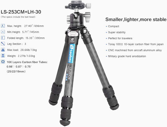 Leofoto Mini Trepiede Ranger LS-253CM De Masă