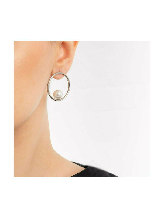 Excite-Fashion Steel Series Earrings Hoops made of Silver with Pearls