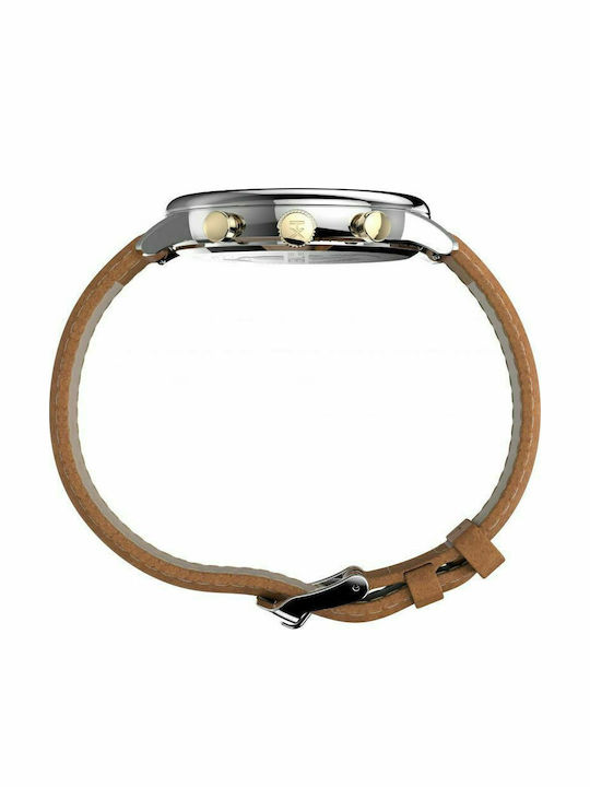 Timex Chicago Men's Watch 45mm Chronograph Battery with Brown Leather Strap