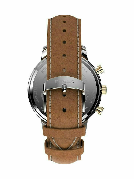 Timex Chicago Men's Watch 45mm Chronograph Battery with Brown Leather Strap