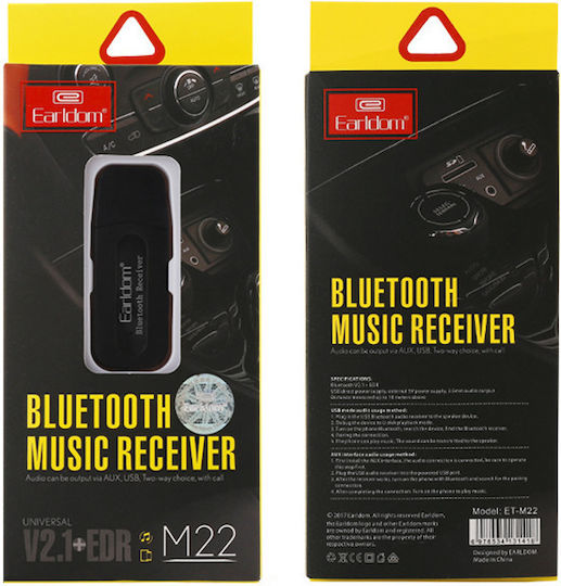 Earldom Bluetooth Αυτοκινήτου Universal 3.5mm για το Ηχοσύστημα (AUX / Audio Receiver / με USB θύρα Φόρτισης)