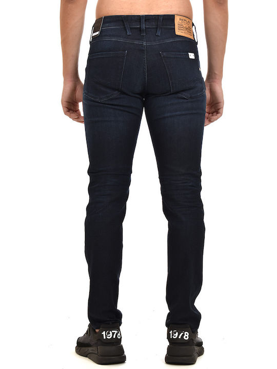 Anbass Men's Jeans Pants Elastic with Slim Tapered Fit Dark Indigo