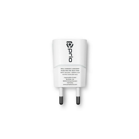 Prio Charger Without Cable with USB-A Port 5W Whites (PWC-1106)