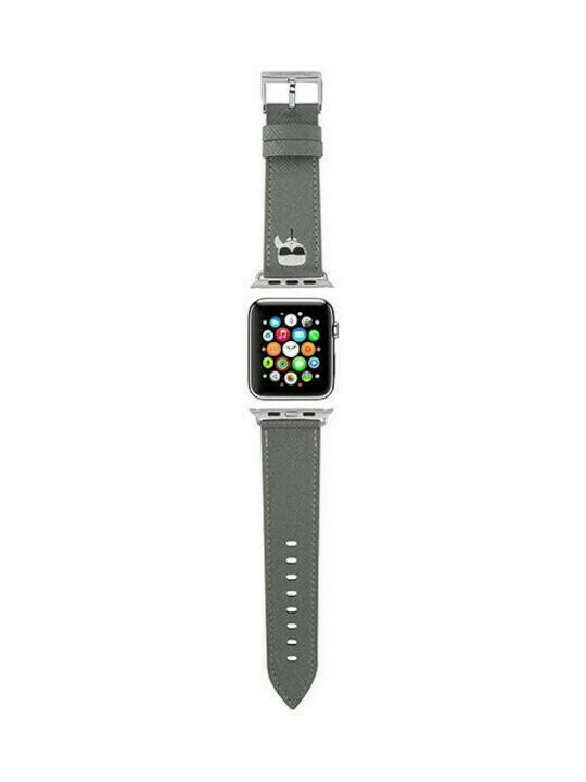 Karl Lagerfeld Karl Head Armband Synthetisches Leder Silber (Apple Watch 38/40/41/42mm) KLAWMOKHG