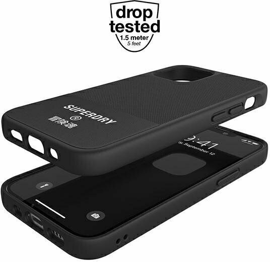 Superdry Molded Canvas Umschlag Rückseite Silikon / Stoff Schwarz (iPhone 12 mini)