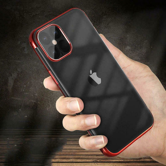 Hurtel Electroplating Frame Umschlag Rückseite Silikon 0.3mm Rot (Galaxy S21 Ultra 5G)