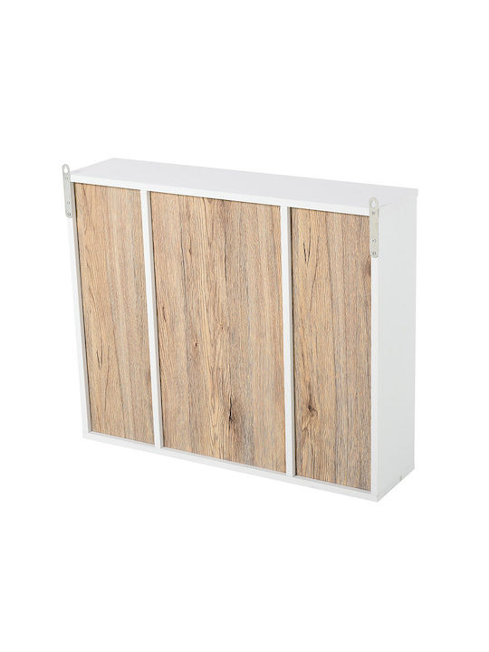 HomCom Правоъгълена Банско Огледало от MDF с Рафт & Шкаф 60x14.5см Бял