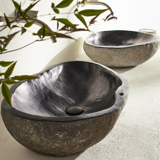 Fossil Vero Riverstone Countertop Sink Stone 40x50x15cm Black