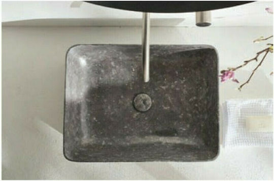 Fossil Jade Aufgesetztes Waschbecken Marmor 50x38x14cm Grey Marble