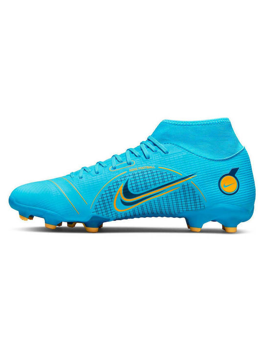 Nike Mercurial Superfly 8 Academy FG/MG Ψηλά Ποδοσφαιρικά Παπούτσια με Τάπες Μπλε