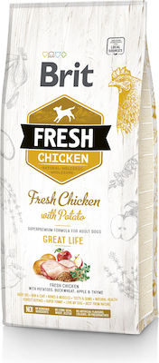 Brit Fresh Chicken Great Life 2.5kg Trockenfutter ohne Getreide für erwachsene Hunde mit Huhn und Kartoffeln