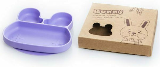 Baby Wise Baby Food Plate Bunny made of Silicone Purple