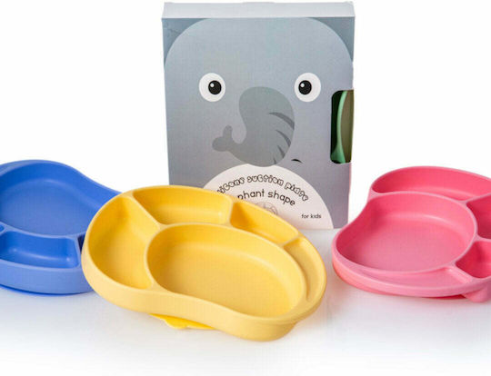 Baby Wise Παιδικό Πιάτο Φαγητού από Σιλικόνη Ελεφαντάκι Ροζ