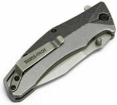 Swiss Tech Aluminum Serrated Pocket Knife Silver with Blade made of Stainless Steel