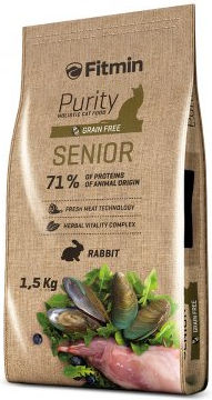 Fitmin Purity Senior Hrană Uscată fără Cereale & Gluten pentru Pisici Sterilizate Vârstnice cu Iepure 1.5kg