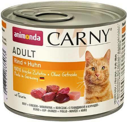 Animonda Carny Adult Wet Food for Adult Cats in Cans with Beef and Chicken Grain-Free 400gr