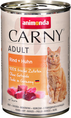 Animonda Carny Adult Nasses Katzenfutter für Katze in Dose mit Rindfleisch und Huhn 400gr