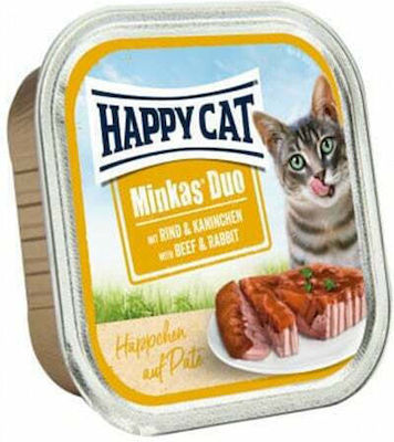 Happy Cat Duo Wet Food for Adult Cats for Urinary Health In Can with Rabbit / Beef 1pc 100gr