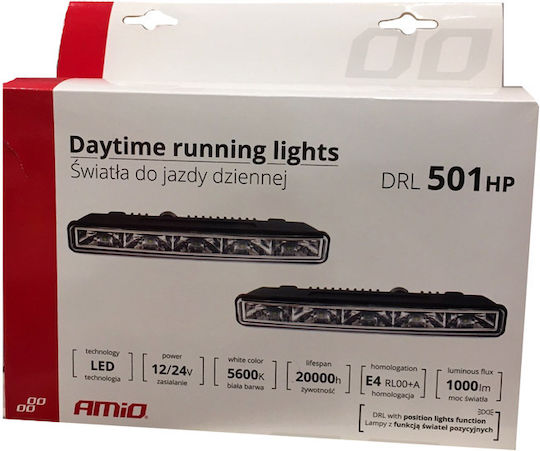 NSSC DRL 501HP Mini Φώτα Ημέρας Αυτοκινήτου σε σχήμα Μπάρας Universal 12 / 24V 10.64W 18.7cm 2τμχ