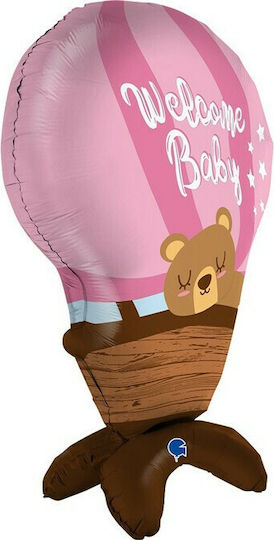 Baby Birth Balloons Hot Air Balloons Foil Jumbo Pink 97cm